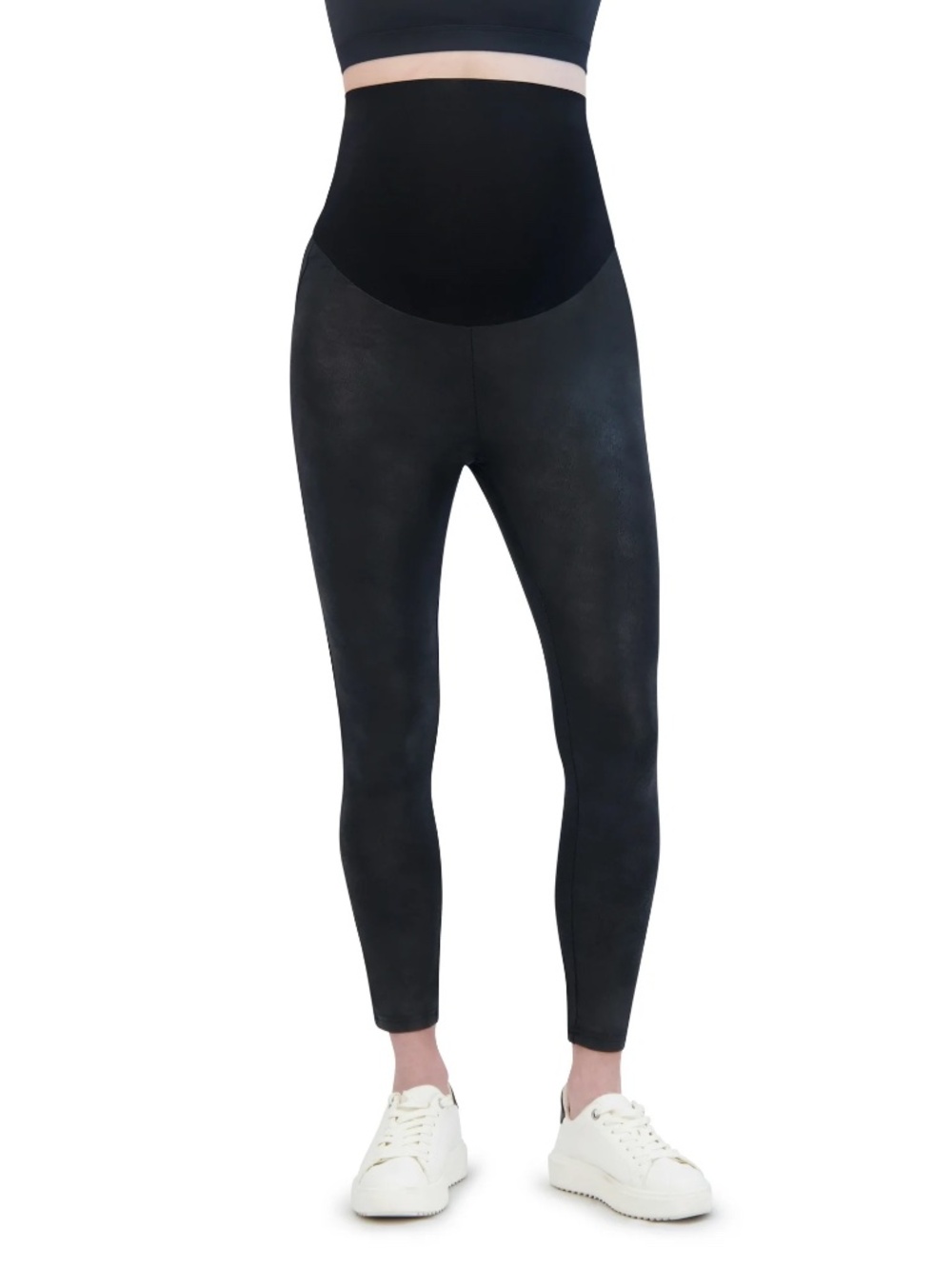 Time And Tru Women's Faux Leather Maternity Leggings, M (8-10)